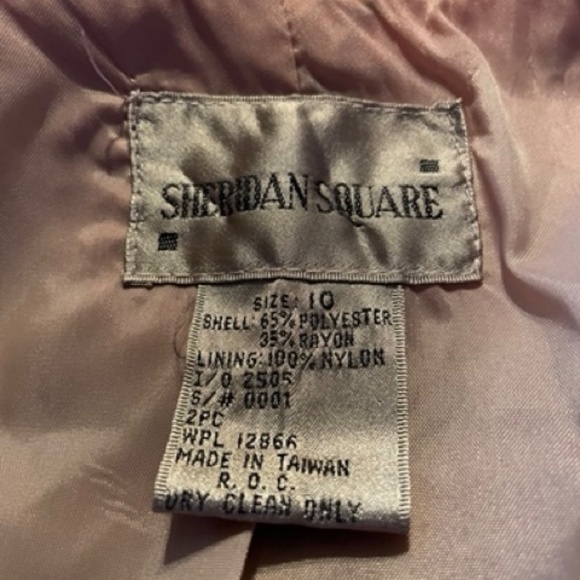 Sheridan Square Size 10 Beige Lined Double Breasted Jacket with Off-White Trim - Picture 3 of 3